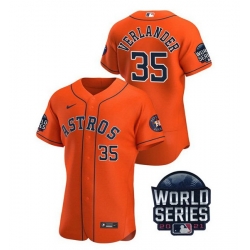 Men Houston Astros 35 Justin Verlander 2021 Orange World Series Flex Base Stitched Baseball Jersey