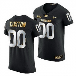 Michigan Wolverines Custom 2021 22 Golden Edition Elite Football Black Jersey