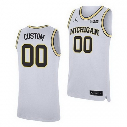 Michigan Wolverines Custom White Replica College Basketball Jersey_1