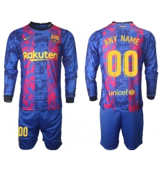 Men Barcelona Long Sleeve Soccer Jerseys 500 Customized