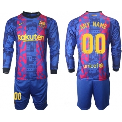 Men Barcelona Long Sleeve Soccer Jerseys 500 Customized