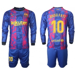 Men Barcelona Long Sleeve Soccer Jerseys 514