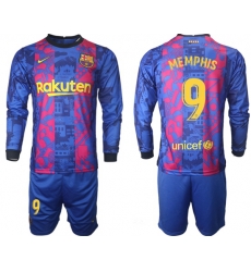 Men Barcelona Long Sleeve Soccer Jerseys 516