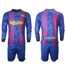 Men Barcelona Long Sleeve Soccer Jerseys 523