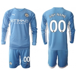 Men Manchester City Long Sleeve Soccer Jerseys 500 Customized