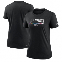 Women Detroit Lions 2022 Black Crucial Catch Performance T Shirt