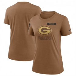 Women Green Bay Packers 2023 Brown Salute To Service Legend Performance T Shirt Run Small