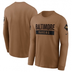 Men Baltimore Ravens 2023 Brown Salute To Service Long Sleeve T Shirt
