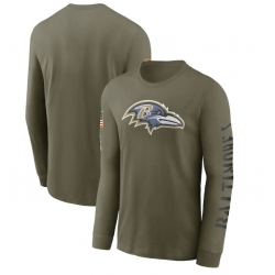 Men Baltimore Ravens Olive 2022 Salute To Service Long Sleeve T Shirt
