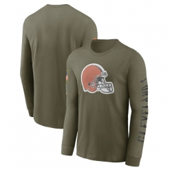 Men Cleveland Browns Olive 2022 Salute To Service Long Sleeve T Shirt