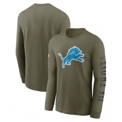 Men Detroit Lions Olive 2022 Salute To Service Long Sleeve T Shirt