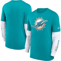 Men Miami Dolphins Heather Aqua Slub Fashion Long Sleeve T Shirt