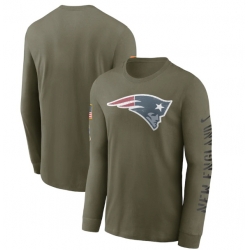 Men New England Patriots Olive 2022 Salute To Service Long Sleeve T Shirt