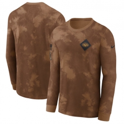 Men New York Jets Brown 2023 Salute To Service Long Sleeve T Shirt