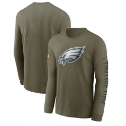 Men Philadelphia Eagles Olive 2022 Salute To Service Long Sleeve T Shirt
