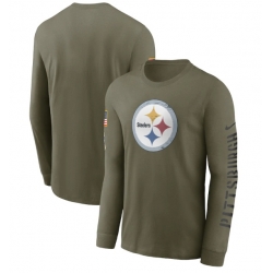 Men Pittsburgh Steelers Olive 2022 Salute To Service Long Sleeve T Shirt