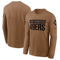 Men San Francisco 49ers 2023 Brown Salute To Service Long Sleeve T Shirt