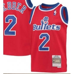 Bullets #2 Webber Red Stitched M&N NBA Jersey