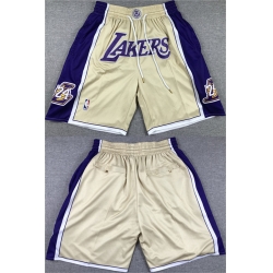 Men Los Angeles Lakers Gold Purple Shorts  28Run Small 29
