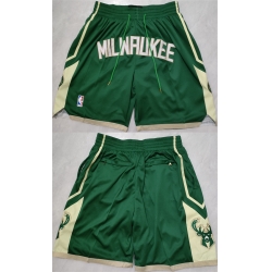 Men Milwaukee Bucks Green Shorts  28Run Small 29