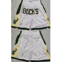 Men Milwaukee Bucks White Shorts  28Run Small 29