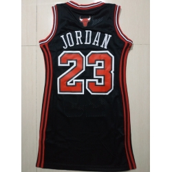 Women Chicago Bulls 23 Michael Jordan Dress Stitched Jersey Black II