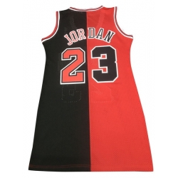 Women Chicago Bulls 23 Michael Jordan Dress Stitched Jersey Red Black Split II