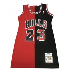 Women Chicago Bulls 23 Michael Jordan Dress Stitched Jersey Red Black Split