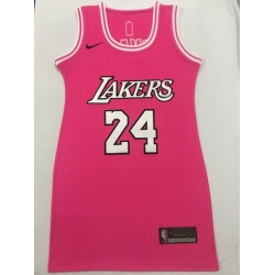 Women Los Angeles Lakers 24 Kobe Bryant Dress Stitched Jersey Pink