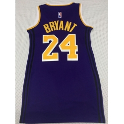 Women Los Angeles Lakers 24 Kobe Bryant Dress Stitched Jersey Purple II