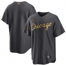 Men Chicago White Sox Blank 2022 All Star Charcoal Cool Base Stitched Baseball Jersey