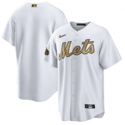 Men New York Mets Blank 2022 All Star White Cool Base Stitched Baseball Jersey