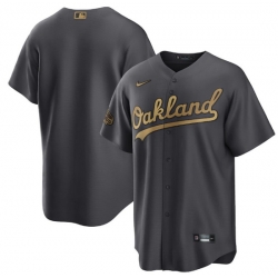 Men Oakland Athletics Blank 2022 All Star Charcoal Cool Base Stitched Baseball Jersey