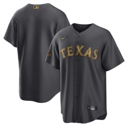 Men Texas Rangers Blank 2022 All Star Charcoal Cool Base Stitched Baseball Jersey