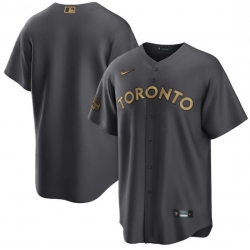 Men Toronto Blue Jays Blank 2022 All Star Charcoal Cool Base Stitched Baseball Jersey