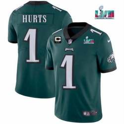 Men Women Youth Toddler Philadelphia Eagles 1 Jalen Hurts Green Super Bowl LVII Patch And 2 Star C Patch Vapor Untouchable Limited Stitched Jersey