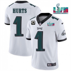 Men Women Youth Toddler Philadelphia Eagles 1 Jalen Hurts White Super Bowl LVII Patch And 2 Star C Patch Vapor Untouchable Limited Stitched Jersey