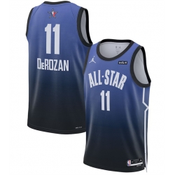 Men 2023 All Star 11 DeMar DeRozan Blue Game Swingman Stitched Basketball Jersey