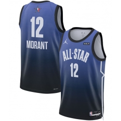 Men 2023 All Star 12 Ja Morant Blue Game Swingman Stitched Basketball Jersey
