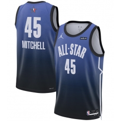 Men 2023 All Star 45 Donovan Mitchell Blue Game Swingman Stitched Basketball Jersey