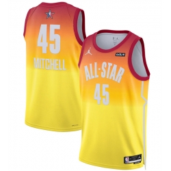 Men 2023 All Star 45 Donovan Mitchell Oraange Game Swingman Stitched Basketball Jersey