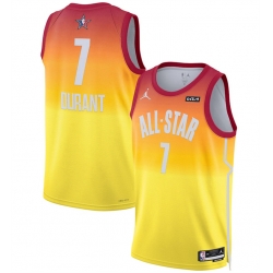 Men 2023 All Star 7 Kevin Durant Orange Game Swingman Stitched Basketball Jersey