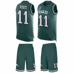 Men's Nike Philadelphia Eagles #11 Carson Wentz Limited Midnight Green Tank Top Suit NFL Jersey