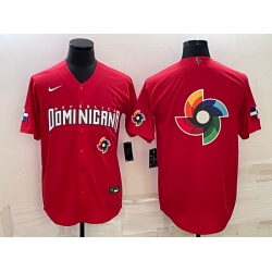 Men Dominican Republic Baseball 2023 Red World Baseball Big Logo With Patch Classic Stitched Jersey