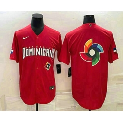 Men Dominican Republic Baseball 2023 Red World Big Logo With Patch Classic Stitched Jersey