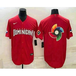 Men Dominican Republic Baseball 2023 Red World Big Logo With Patch Classic Stitched Jerseys