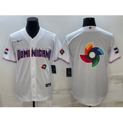 Men Dominican Republic Baseball 2023 White World Baseball Big Logo With Patch Classic Replica Stitched Jersey