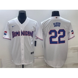 Men Dominican Republic Baseball 22 Juan Soto 2023 White World Baseball Classic Stitched Jersey