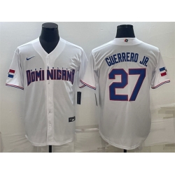Men Dominican Republic Baseball 27 Vladimir Guerrero Jr  2023 White World Baseball Classic Stitched Jersey