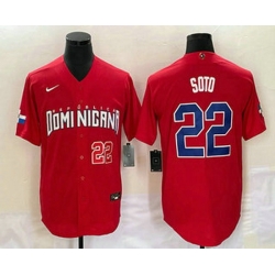 Men's Dominican Republic Baseball #22 Juan Soto Number 2023 Red World Classic Stitched Jersey